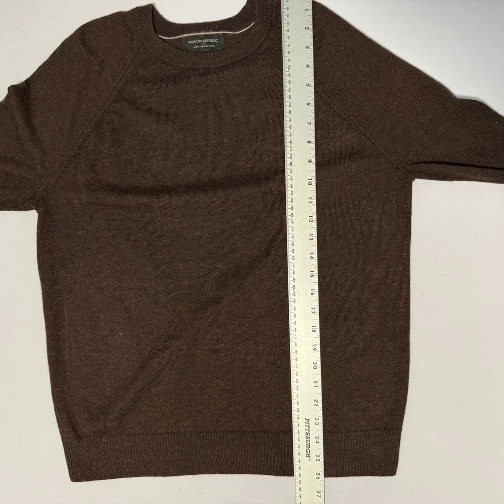 Banana Republic Mens Brown 100% Merino Wool Crewneck Raglan Sweater Large